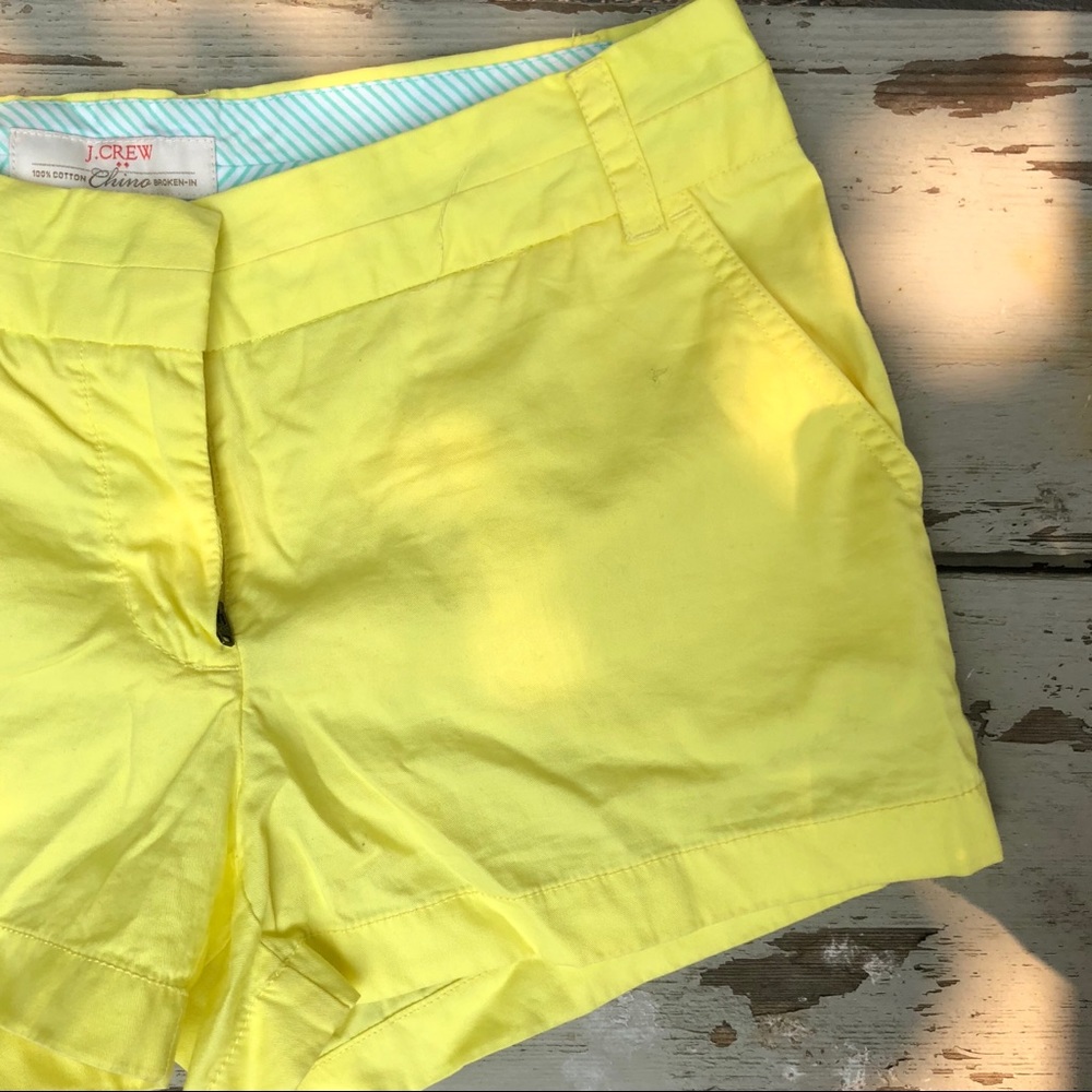 J. CREW neon yellow chino shorts